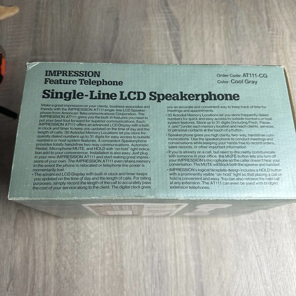 NEW Vintage Comdial Single-Line LCD Speakerphone AT111-CG in Gray NIB - Picture 3 of 6